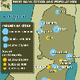 Map of the West Bank: Population centres